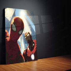 Anime Metal Poster | Spider-Man & Iron Man – Marvel Superhero Metal Poster | Avengers Wall Frame | Marvel Collector Art