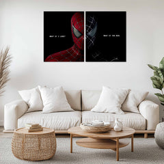 Marvel Metal Poster Set of 2 | Spider-Man Red & Black Suit | “What If I Lose? What If You Win.” Motivational Duo Wall Art | Premium Metal Print