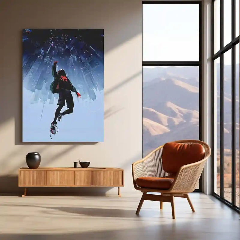 Spiderverse Metal Frame | Miles Morales Wall Art | Premium HD Metal Poster