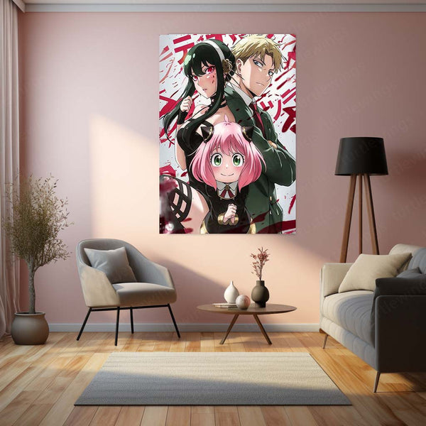 Anime Metal Poster | SPY×FAMILY – Forger Family Action Metal Poster | Anime Wall Frame