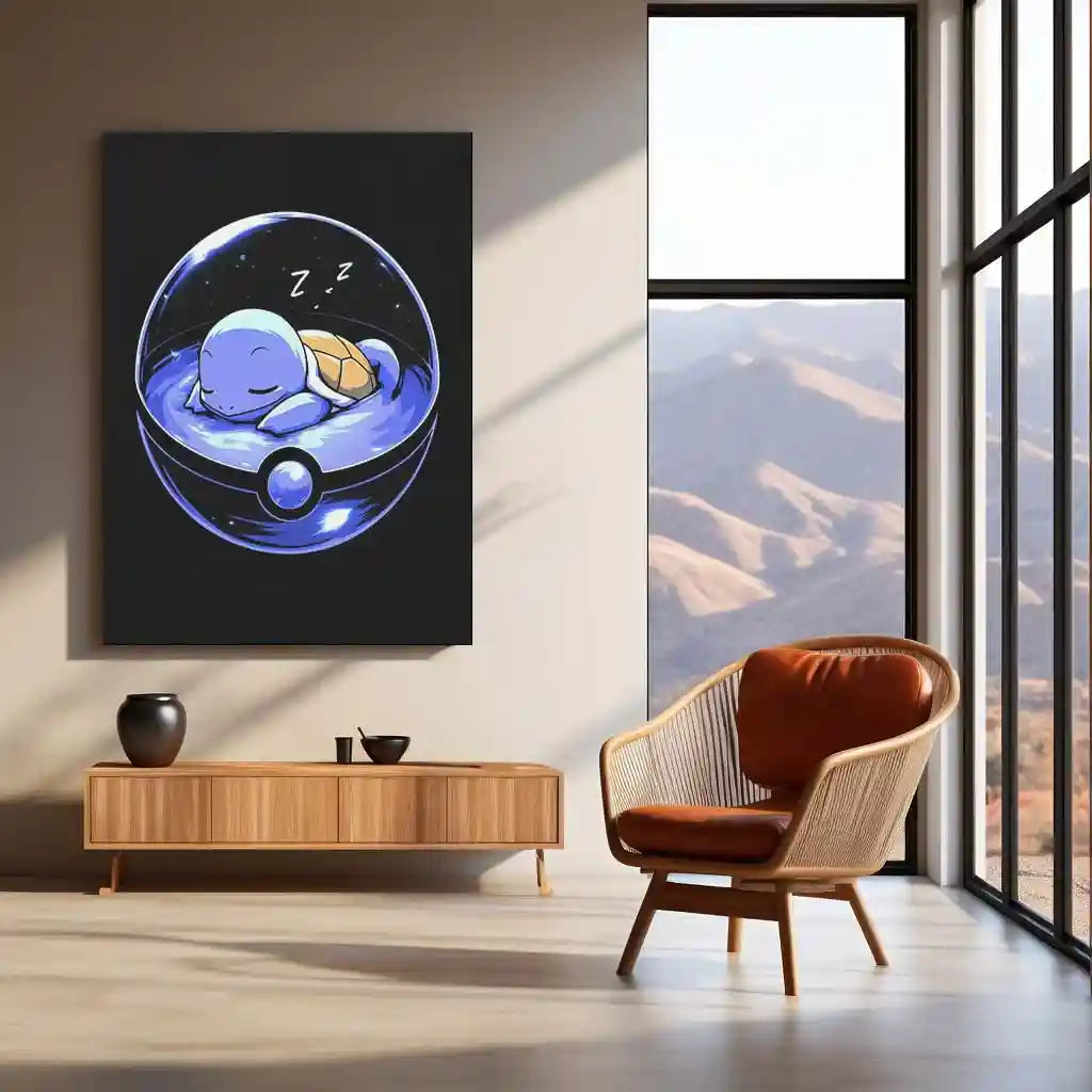 SQUIRT キャラクター フレームアート Squirtle – Pokémon Metal Frame | Water-Type Starter Wall Art