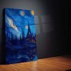 Aesthetic Metal Poster Set of 3 | Starry Night | Castle & Moonlit Lake Triptych Wall Art – product image 3