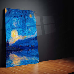 Aesthetic Metal Poster Set of 3 | Starry Night | Castle & Moonlit Lake Triptych Wall Art – product image 4