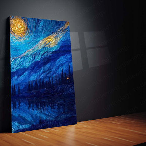 Aesthetic Metal Poster Set of 3 | Starry Night | Castle & Moonlit Lake Triptych Wall Art – product image 5