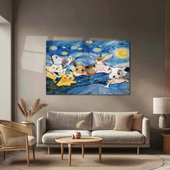 Pokemon Starry Night Artwork | Anime × Classic Art Fusion Metal Poster