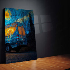 Aesthetic Metal Poster Set of 3 | Starry Night | Camper Van & Cat Triptych Wall Art – product image 5