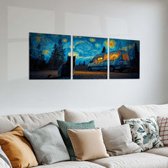 Aesthetic Metal Poster Set of 3 | Starry Night | Camper Van & Cat Triptych Wall Art – product image 2