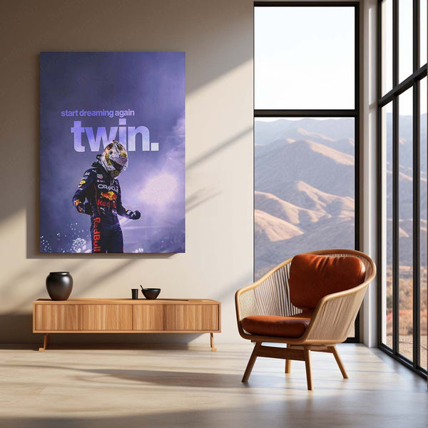 Start Dreaming Again to Win – Red Bull F1 Racer Victory Metal Frame | Motivational Formula 1 Wall Art - TURTLEWINGS 