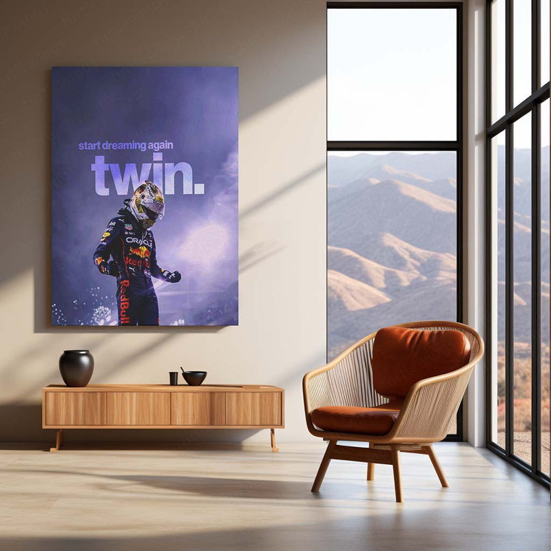 Start Dreaming Again to Win – Red Bull F1 Racer Victory Metal Frame | Motivational Formula 1 Wall Art - TURTLEWINGS 