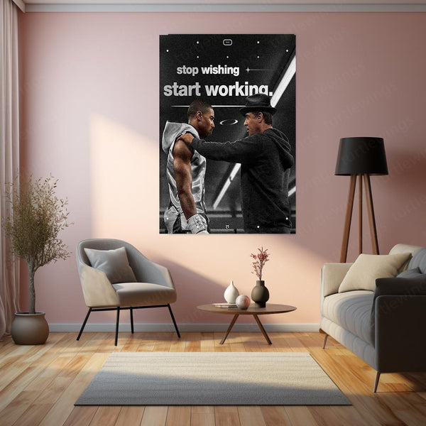 Start Working – Motivational Minimalist Metal Frame | Productivity Quote Wall Art