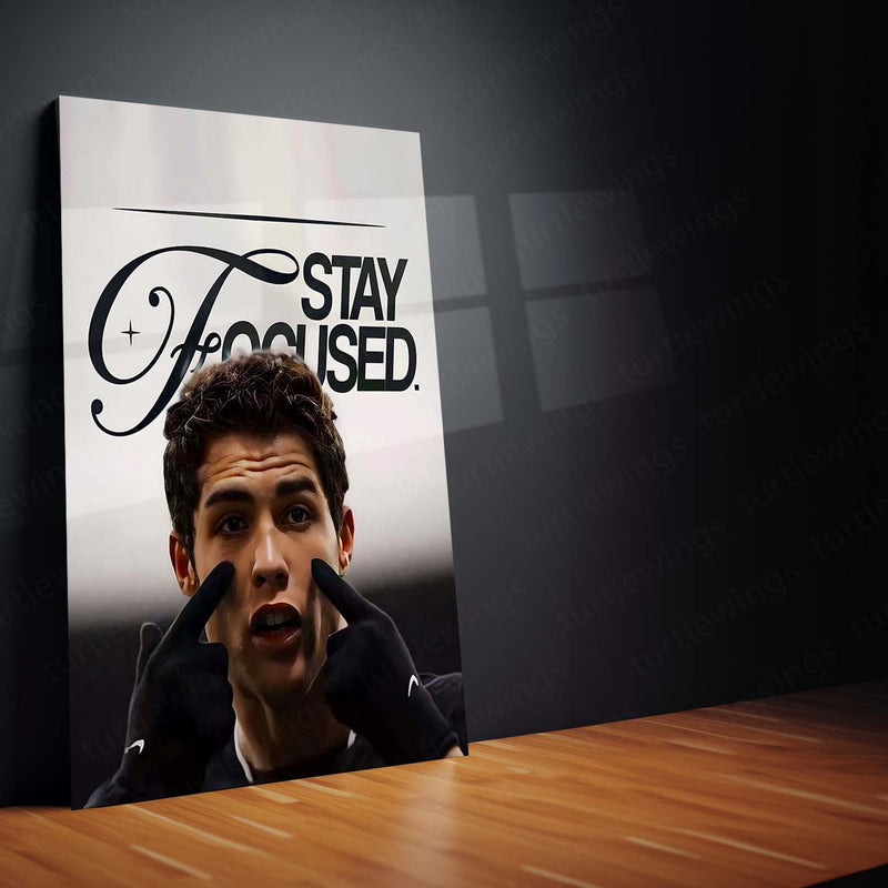 Quote Metal Poster | Cristiano Ronaldo – Stay Focused Metal Frame | Elite Discipline Football Wall Art | Motivational Quote Metal Poster