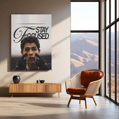 Quote Metal Poster | Cristiano Ronaldo – Stay Focused Metal Frame | Elite Discipline Football Wall Art | Motivational Quote Metal Poster