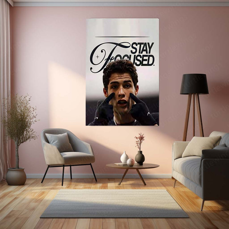 Quote Metal Poster | Cristiano Ronaldo – Stay Focused Metal Frame | Elite Discipline Football Wall Art | Motivational Quote Metal Poster