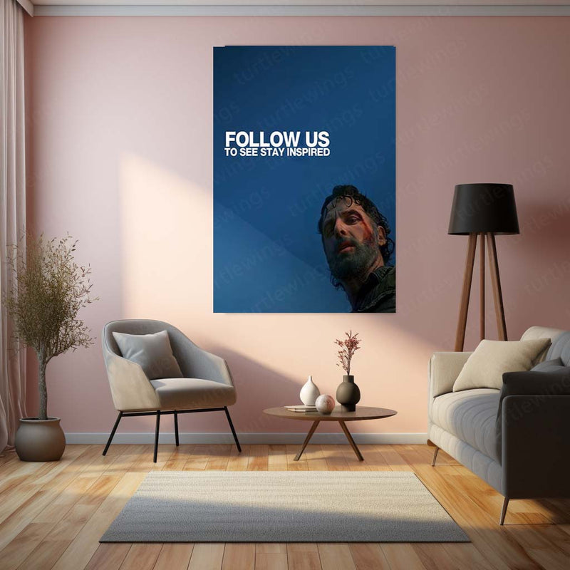 Quote Metal Poster | Rick Grimes – Stay Inspired Metal Frame Survival Mindset, Inner Fire & Never-Give-Up Wall Art | Grit & Leadership Quote Metal Poster