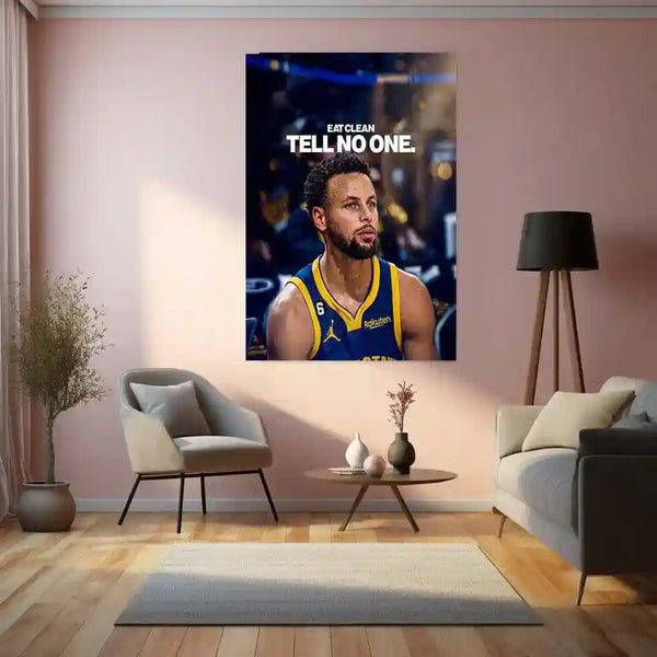 Quote Metal Poster | Stephen Curry – Eat Clean. Tell No One. | Elite Discipline Metal Poster - TURTLEWINGS 