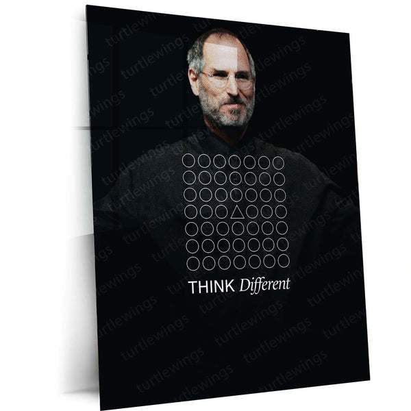 Steve Jobs Think Different Metal Frame | Minimalist Inspirational Poster | Apple Innovation Wall Art