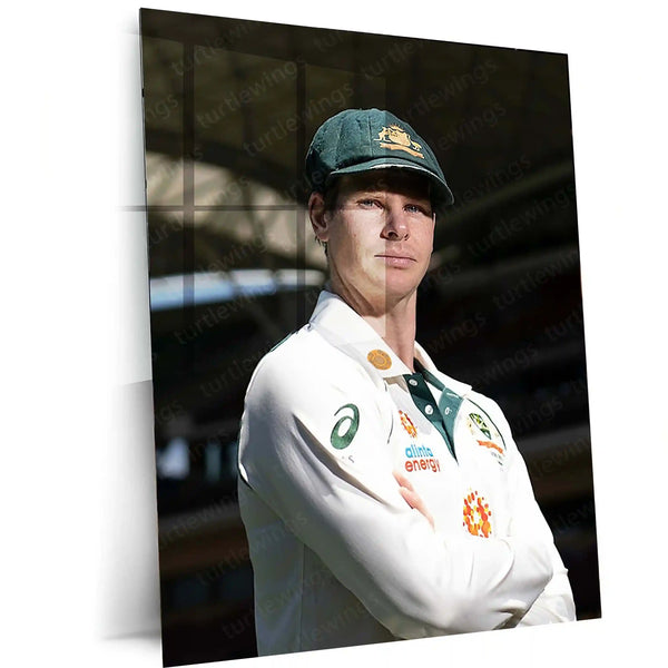 Cricket Metal Poster | Steve Smith Metal Poster | Great Batsman Wall Art | Australian Cricket Legend Frame 01 - TURTLEWINGS 