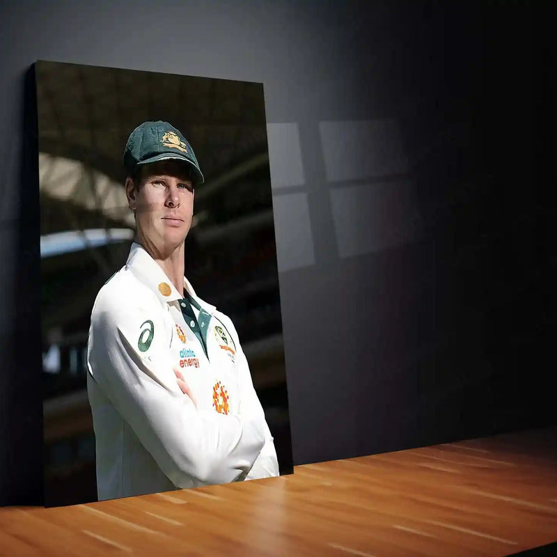 Cricket Metal Poster | Steve Smith Metal Poster | Great Batsman Wall Art | Australian Cricket Legend Frame 01 - TURTLEWINGS 