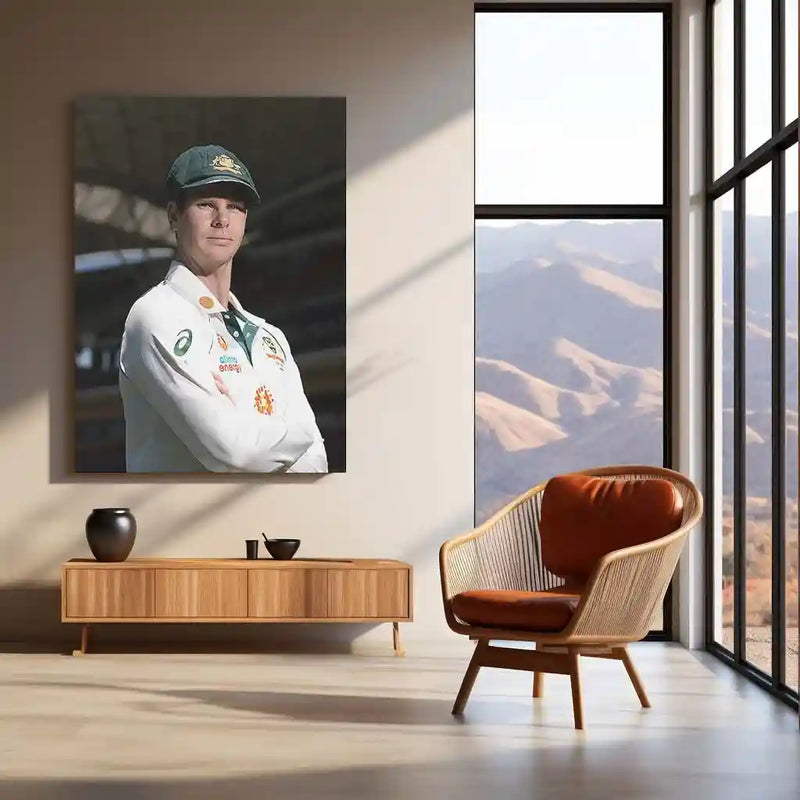 Cricket Metal Poster | Steve Smith Metal Poster | Great Batsman Wall Art | Australian Cricket Legend Frame 01 - TURTLEWINGS 