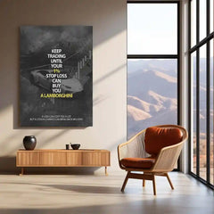 Stock Market Metal Poster | Keep Trading Until Your 1% Stop Loss Buys a Lamborghini | Trader Motivation Wall Art Stock Market Mindset Metal Frame - TURTLEWINGS 