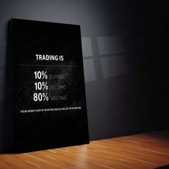 Stock Market Metal Poster | Trading Is 80% Waiting | Trader Patience Motivation Wall Art | Stock Market Discipline Metal Frame - TURTLEWINGS 