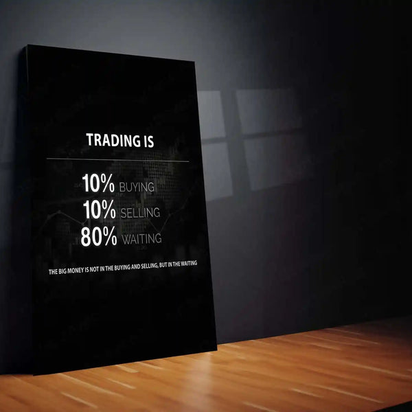 Stock Market Metal Poster | Trading Is 80% Waiting | Trader Patience Motivation Wall Art | Stock Market Discipline Metal Frame - TURTLEWINGS 