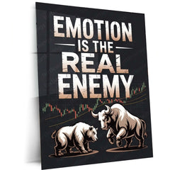 Stock Market Metal Poster | Stock Market – Emotion Is The Real Enemy | Trading Motivation Metal Frame - TURTLEWINGS 