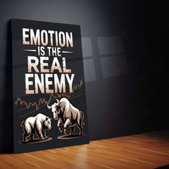 Stock Market Metal Poster | Stock Market – Emotion Is The Real Enemy | Trading Motivation Metal Frame - TURTLEWINGS 