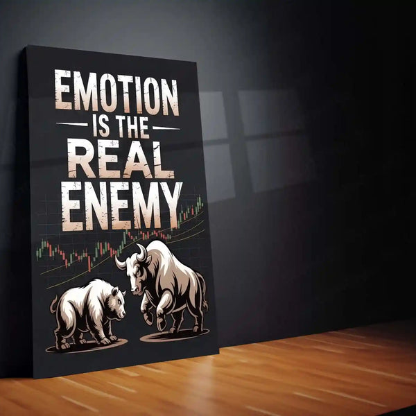 Stock Market Metal Poster | Stock Market – Emotion Is The Real Enemy | Trading Motivation Metal Frame - TURTLEWINGS 