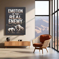 Stock Market Metal Poster | Stock Market – Emotion Is The Real Enemy | Trading Motivation Metal Frame - TURTLEWINGS 
