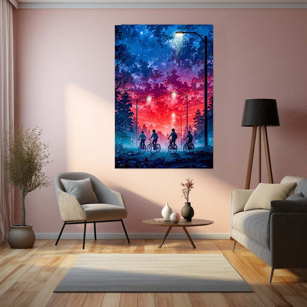 Stranger Things – The Red Sky Adventure | Sci-Fi Horror Metal Frame Poster