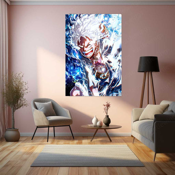Anime Metal Poster | Sun God Nika – One Piece Metal Poster | Gear 5 Luffy Wall Frame