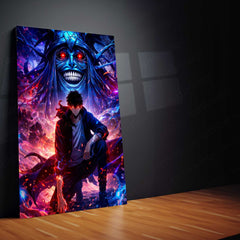 Anime Metal Poster | Solo Leveling Metal Poster | Sung Jin-Woo & Shadow Monarch Wall Art | Epic Fantasy Anime Metal Frame