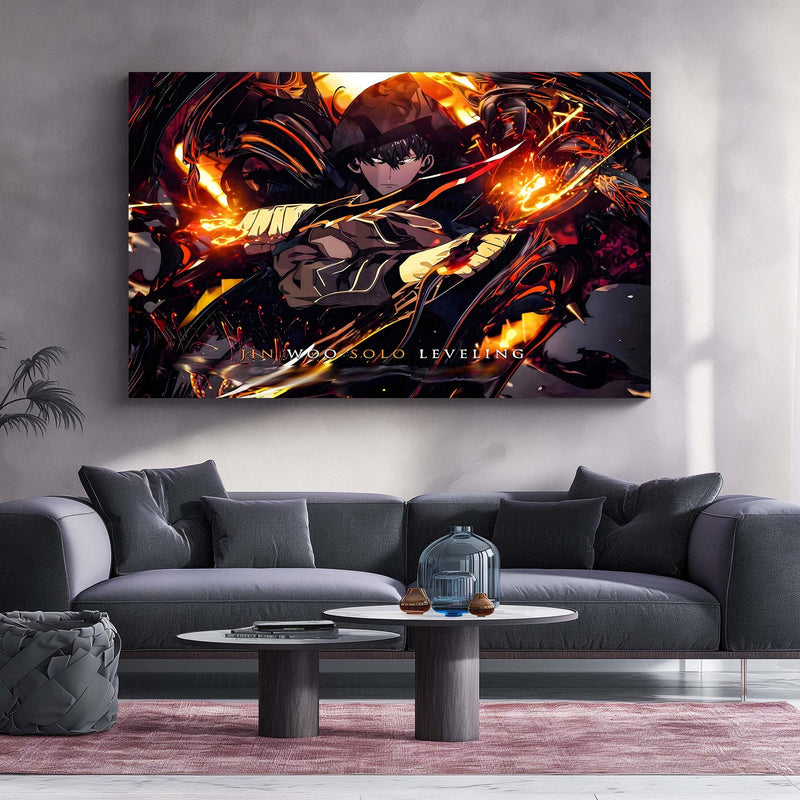 Anime Metal Poster | Sung Jin-Woo – Rise of the Shadow Monarch Metal Frame