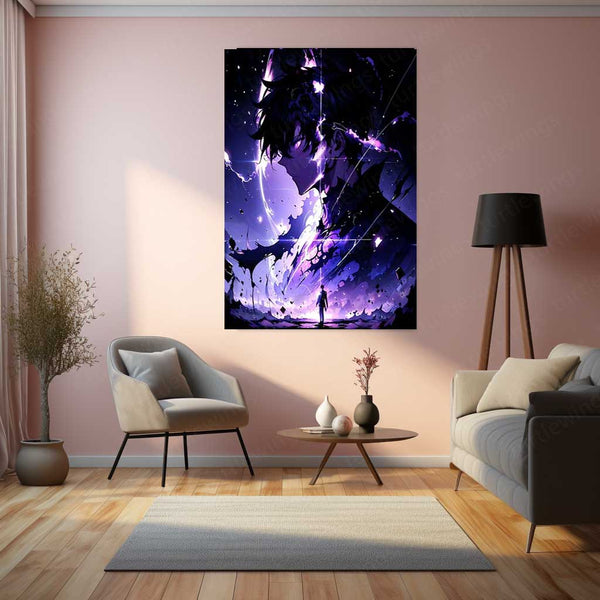 Anime Metal Poster | Sung Jin-Woo – Solo Leveling Metal Poster | Shadow Monarch Anime Wall Frame