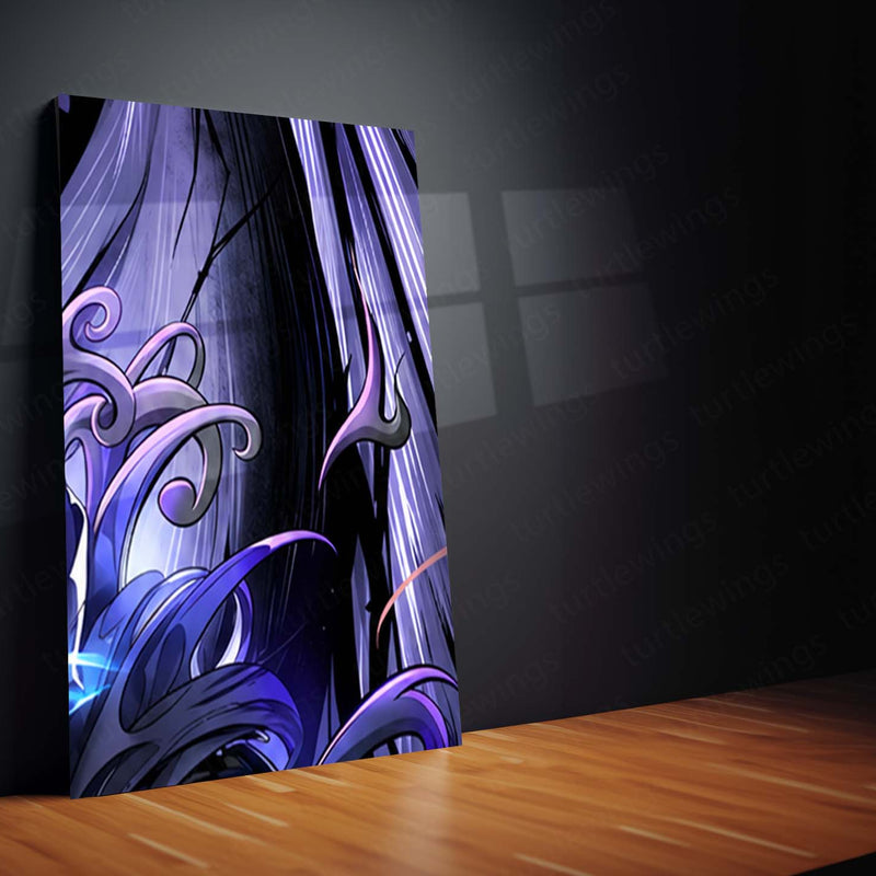 Anime Metal Poster Set of 9 | Sung Jin-Woo | Solo Leveling Shadow Monarch Wall Art | Purple Anime 9 Panel Metal Print