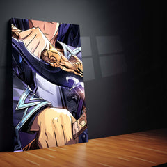 Anime Metal Poster Set of 9 | Sung Jin-Woo | Solo Leveling Shadow Monarch Wall Art | Purple Anime 9 Panel Metal Print