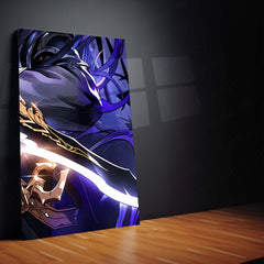 Anime Metal Poster Set of 9 | Sung Jin-Woo | Solo Leveling Shadow Monarch Wall Art | Purple Anime 9 Panel Metal Print
