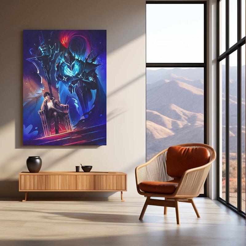 Sung Jin-Woo & Igris – Solo Leveling Metal Poster | Shadow Monarch & Knight Wall Frame