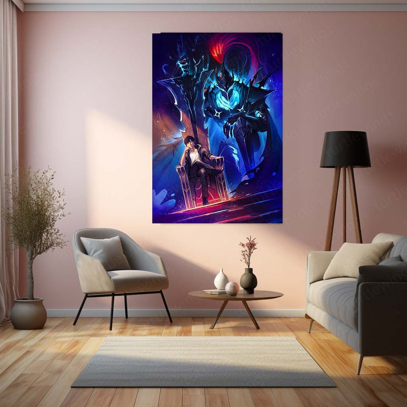 Sung Jin-Woo & Igris – Solo Leveling Metal Poster | Shadow Monarch & Knight Wall Frame