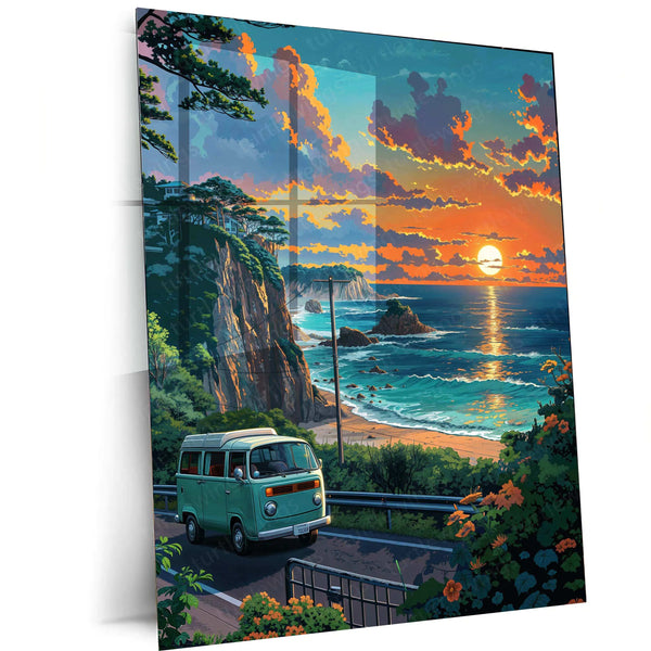 Sunset by the Beach Metal Poster – Serene Ocean View Wall Art | Relaxing Nature Decor - TURTLEWINGS 