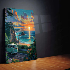 Sunset by the Beach Metal Poster – Serene Ocean View Wall Art | Relaxing Nature Decor - TURTLEWINGS 