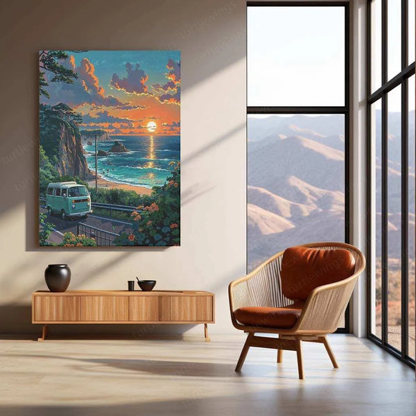 Sunset by the Beach Metal Poster – Serene Ocean View Wall Art | Relaxing Nature Decor - TURTLEWINGS 