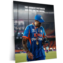 Cricket Metal Frame | Suryakumar Yadav – The Loudest Victories Are Felt On The Inside | ICC Men's T20 World Cup 2026 Metal Poster