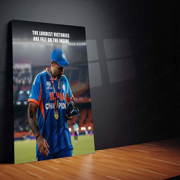 Cricket Metal Frame | Suryakumar Yadav – The Loudest Victories Are Felt On The Inside | ICC Men's T20 World Cup 2026 Metal Poster