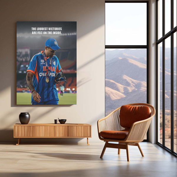 Cricket Metal Frame | Suryakumar Yadav – The Loudest Victories Are Felt On The Inside | ICC Men's T20 World Cup 2026 Metal Poster