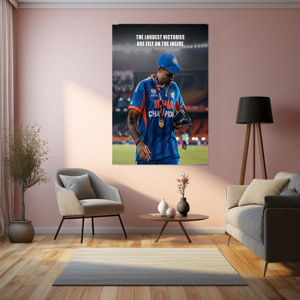 Cricket Metal Frame | Suryakumar Yadav – The Loudest Victories Are Felt On The Inside | ICC Men's T20 World Cup 2026 Metal Poster