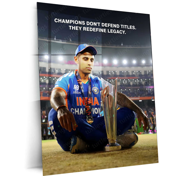 Cricket Metal Frame | Suryakumar Yadav Champions Legacy Metal Poster | ICC Men's T20 World Cup 2026 Cricket Wall Art