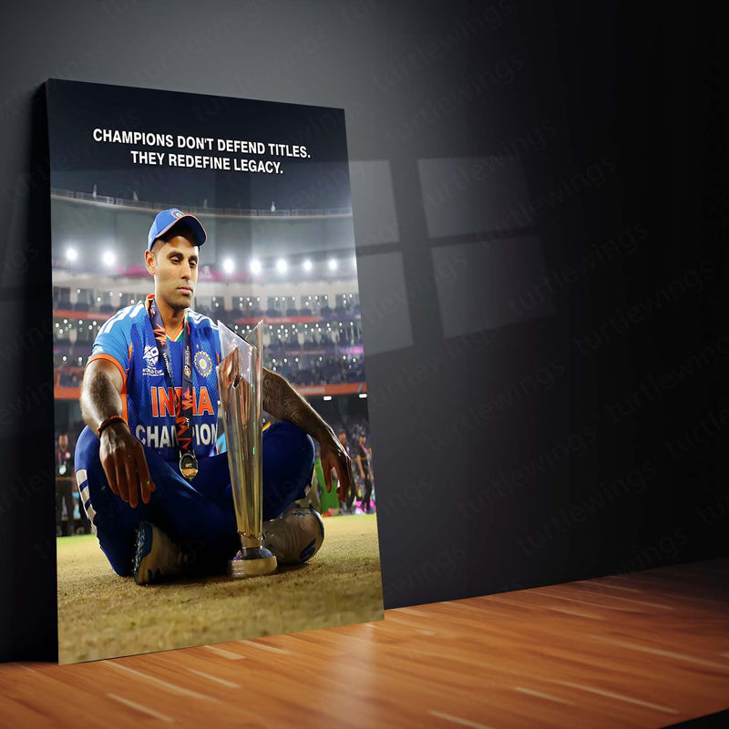 Cricket Metal Frame | Suryakumar Yadav Champions Legacy Metal Poster | ICC Men's T20 World Cup 2026 Cricket Wall Art