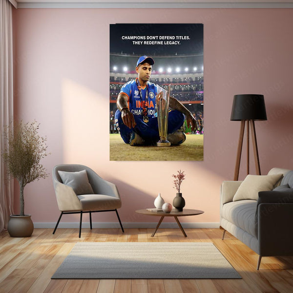 Cricket Metal Frame | Suryakumar Yadav Champions Legacy Metal Poster | ICC Men's T20 World Cup 2026 Cricket Wall Art